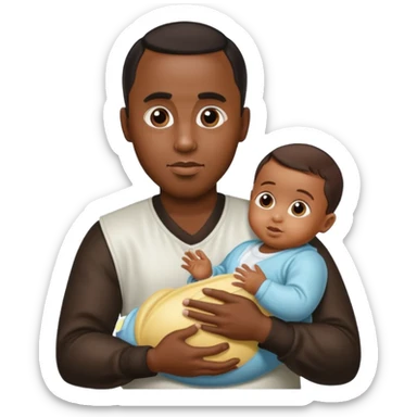 Sean “Diddy” Combs with baby oil and a very small infant sticker