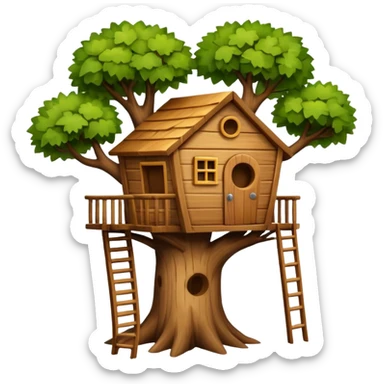 letter W on a treehouse in a tree sticker