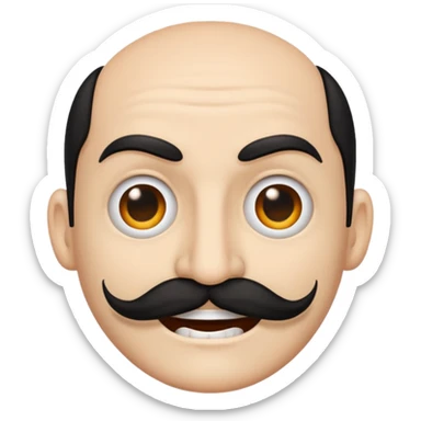 Create a Chinese smile emoji. Use the regular smile emoji and update its looks accordingly. the smile should contain an evil smile with a long Chinese like mustache sticker