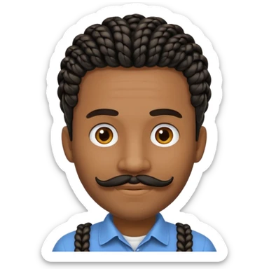 Hazme un emoji de un hombre negro con trenzas cortas y una pequeña perilla sin bigote sticker