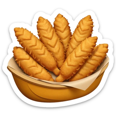 5 breaded chicken tenders in a paper food boat  sticker