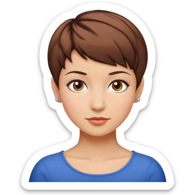 woman pixie cut Brown hair sticker