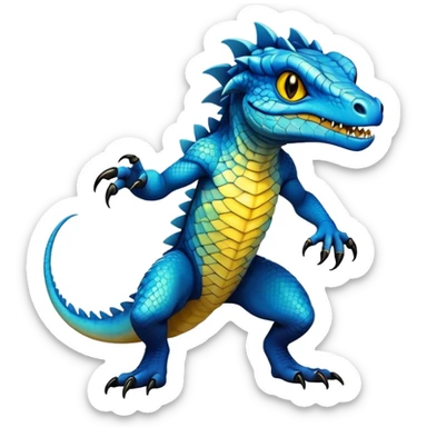  Cool Edgy blue-yellow-black-gradient ethereal badass Reptile-Vernid-Trico-animal-creature full body  sticker