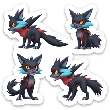  Kawaii Edgy Cool Beautiful Nargacuga-Noivern-Torracat-Litten-Zorua-Zoroark-Fakemon-fusion full body sticker