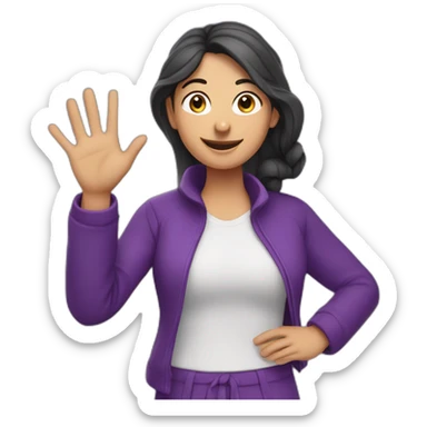 Armenian woman saying hello and giving five with happy face  in purple clothes  sticker