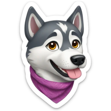 A husky with a foulard  sticker