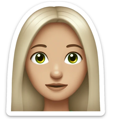 White kinda tan girl straight brown long hair green eyes , eyelashes  sticker