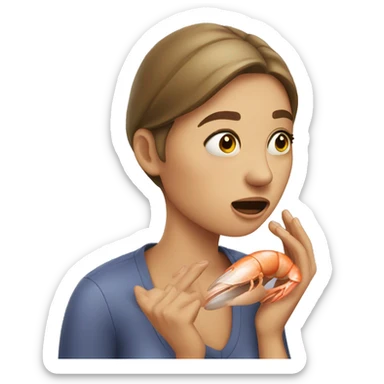 A woman having an allergic reaction to shellfish sticker