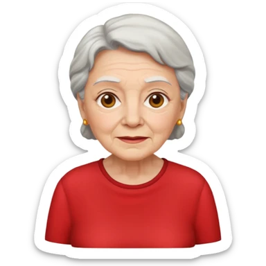 elderly woman with red shirt sticker