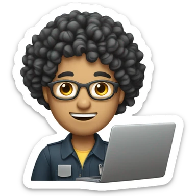 Mexican school IT technician with curly hair  sticker