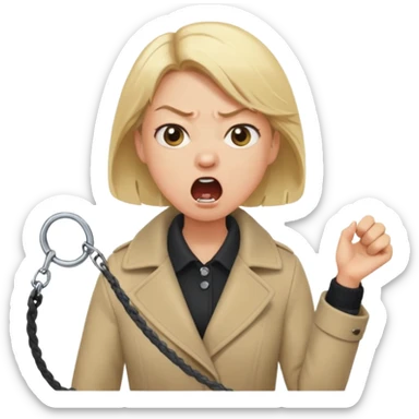 a karen mom yelling at somebody that wont take their dog out sticker