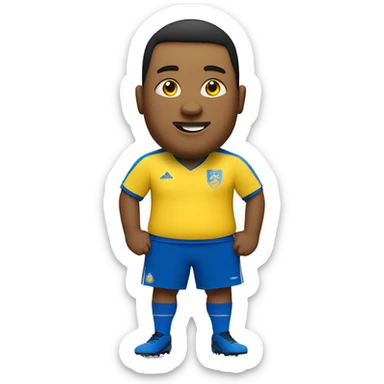 Fat soccer player in yellow shirt and blue shorts and blue socks sticker