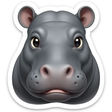 cinematic-noble-hippo-portrait-emoji,-poised-and-regal,-with-a-massive,-robust-build-and-a-smooth,-sleek-slate-gray-hide,-deep-set-soulful-eyes,-simplified-yet-sharp-and-sophisticated-features,-highly-detailed,-glowing-with-a-soft radiance sticker