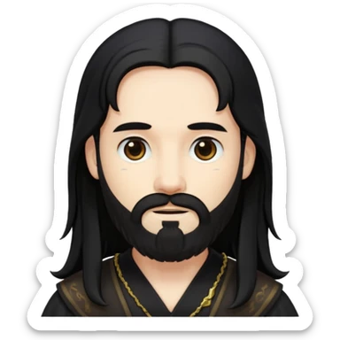 Pluto from Olympus Gods with long black hair and beard, black tunic sticker