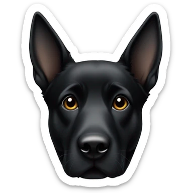 Black German Shepard with one pointy ear and one bent ear sticker