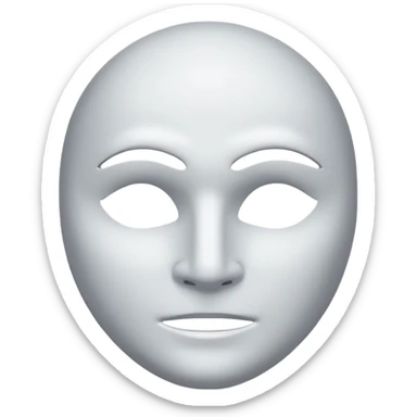 blank white mouthless masculine mask moon crescent hole  on forehead  sticker