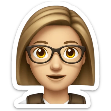 white caucasian girl brown hair glasses and money sticker