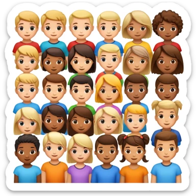 different children's hairstyles, cheerful and diverse sticker