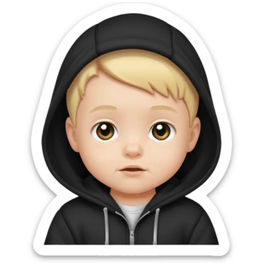 baby with black hoodie sticker