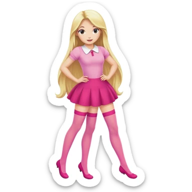 Blonde woman with long hair wearing pink stockings, posing sticker