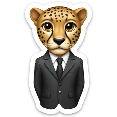 cheetah in a classic suit with large keys sticker