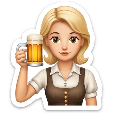 German waitress holding a stein of beer in the hands  sticker