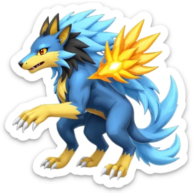 Pyroar-Sergal-Manectric-Luxray-Fakémon-fusion-animal-creature, full body  sticker