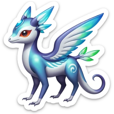 Iridescent Bioluminescent Translucent Luminescent Diaphanous Shiny Colorful Meloetta-Latias-Koraidon-Peppercat-Wargreymon-Protogen-Fakémon-fusion-hybrid-creature sticker