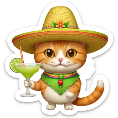 Cat with a margarita and sombrero  sticker