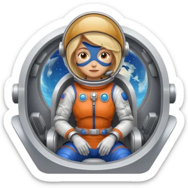 perra rubia arriba de nave espacial sticker