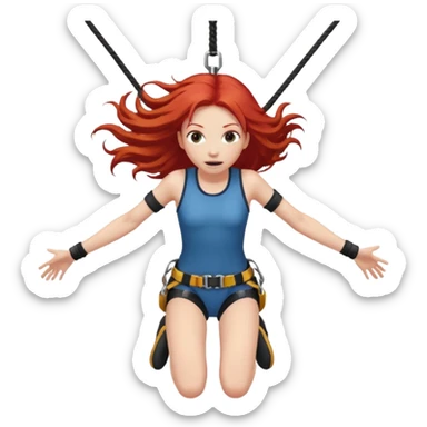 bungee jumping face only with hair flying red long hair sticker
