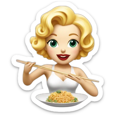 Marilyn monroe eating with chopsticks sticker