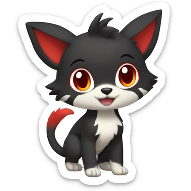 Cute cool black red animal hybrid Fakemon full body sticker