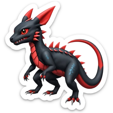 Badass Cool Realistic Exotic Guilmon-Salandit-Umbreon-Fakémon-hybrid-creature (full body)  sticker