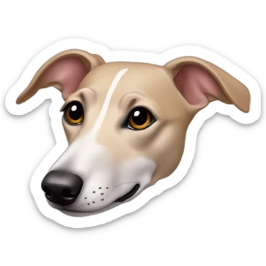 a beige whippet with hearts instead of eyes sticker