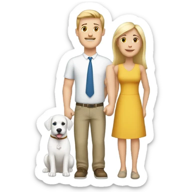 White husband, bi-racial wife, white son family with dog by tree sticker