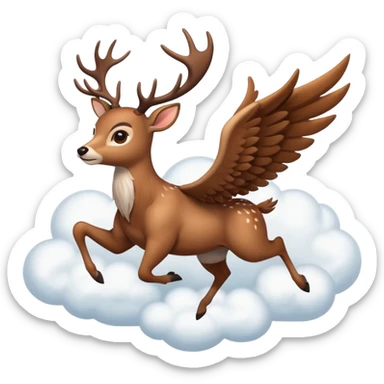 Make a 10 point deer with wings and its flying on a cloud and it is going crazy sticker