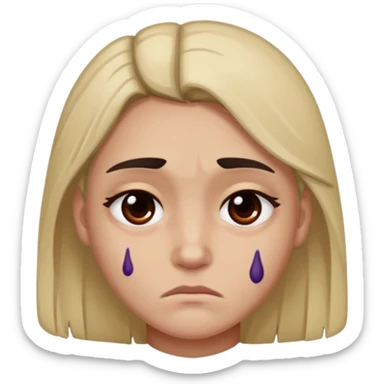 sad emoji with bruise under eye sticker