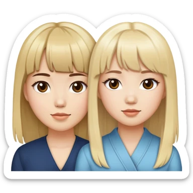 Blonde white girl middle part with brown hair asian girl bangs sticker