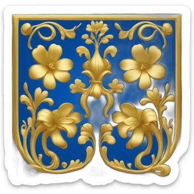 drapeau avec deux rectangles représentent les fleurs de lys d'or sur fond bleu et un dauphin dans les deux autres rectangles au fond doré. sticker