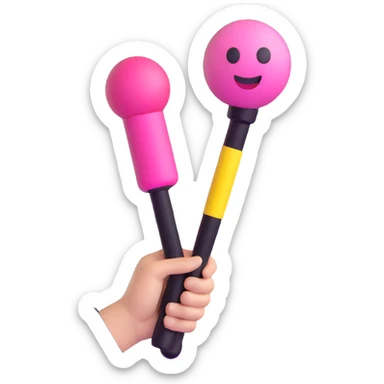 BLACKPINK-inspired 3D emoji, black and pink lightstick, iconic and fun sticker
