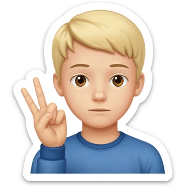 13 year boy crossing fingers in hope of good news sticker