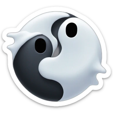 a female and a male ghosts kissing in a Ying and yang sticker