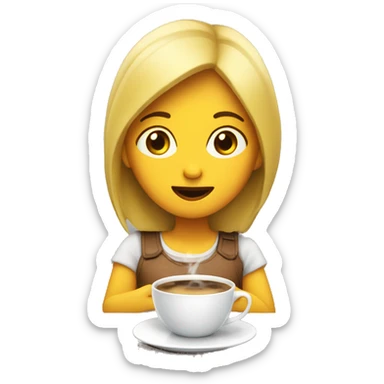 Chica viendo vídeo tomando café  sticker