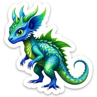 a vibrant colorful edgy vernid-fionbri-creature with splash-scales-patterns full body sticker