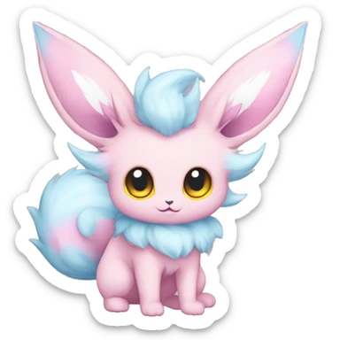 Kawaii Pastel Cotton-Candy-Colored Eeveelution-Cute-Pokémon-fusion full body sticker