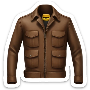 Create an emoji of an Indiana Jones-style brown leather jacket, with realistic details like pockets and straps. sticker