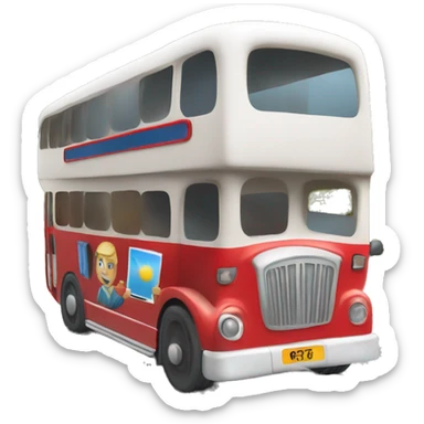 double decker bus with tourist  sticker