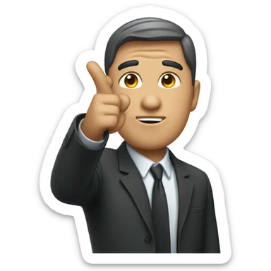 a person pointing to his head  sticker