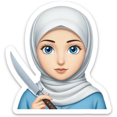 Turkish beautiful finish Konya girl blue eyes with hijab and with a knife  sticker